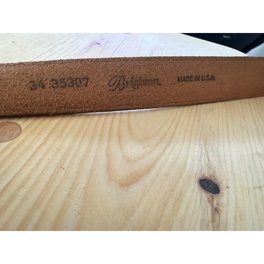 Brighton Brown Leather Equestrian Ranger Belt Made in USA 34 35307 1990's VTG